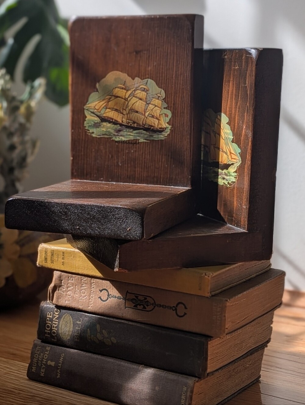 Vintage Nautical Decoupage Bookends